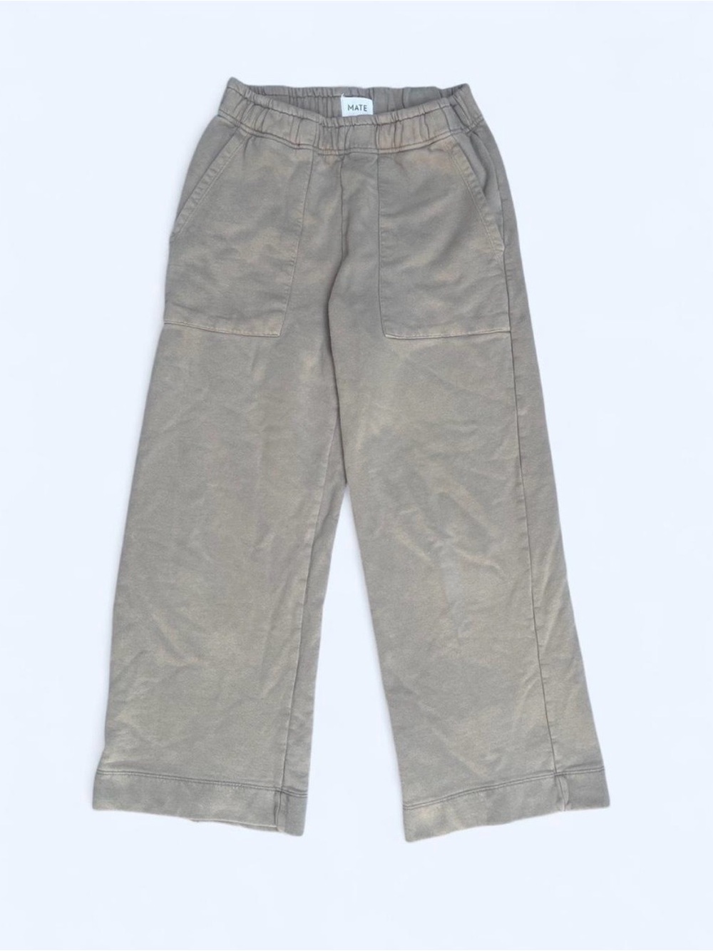 MATE the label organic fleece Wide-Leg Pants tan loungewear activewear relaxed S